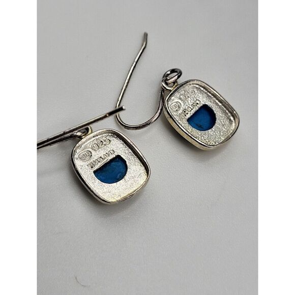 Sterling Silver Turquoise Howlite Drop Earrings 1in long 2.48g Signed SU - Picture 3 of 4